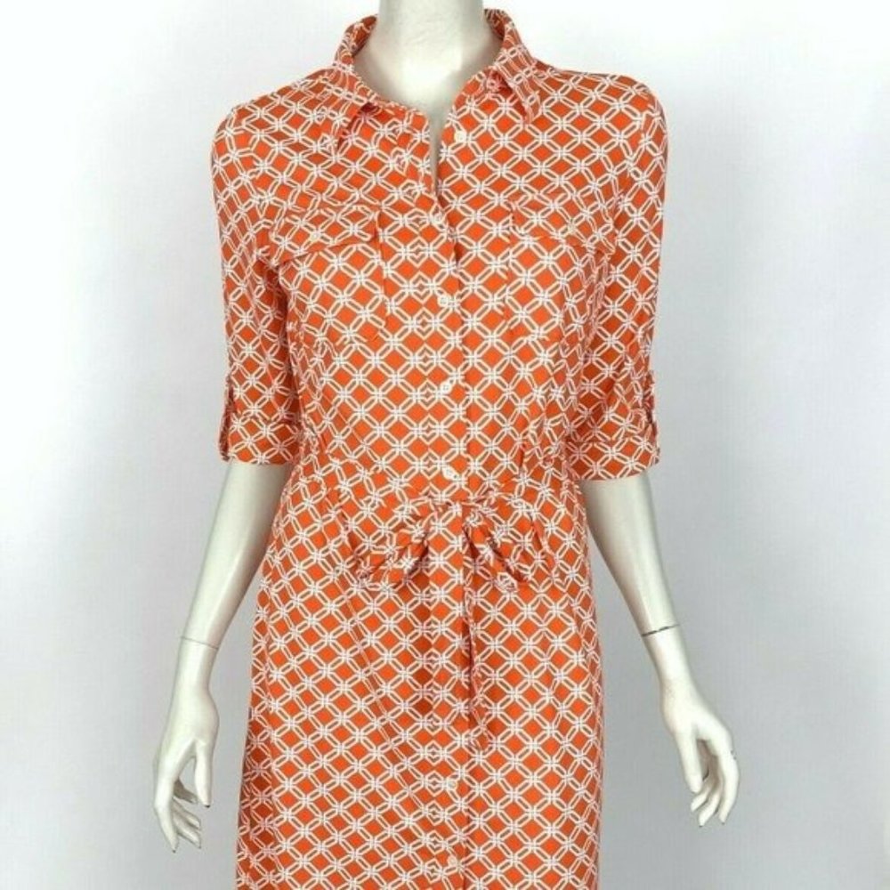 J McLaughlin Brynn Shirt Dress Pockets 3/4 Sleeve